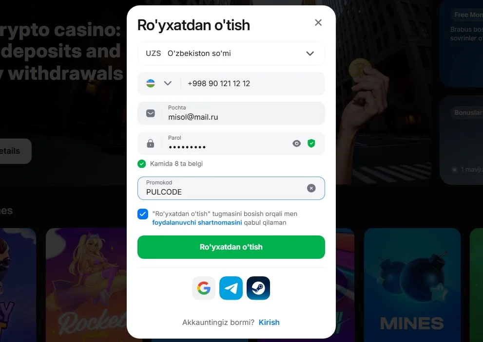 1win saytida ro'yxatdan o'tish 1win registratsiya qilish