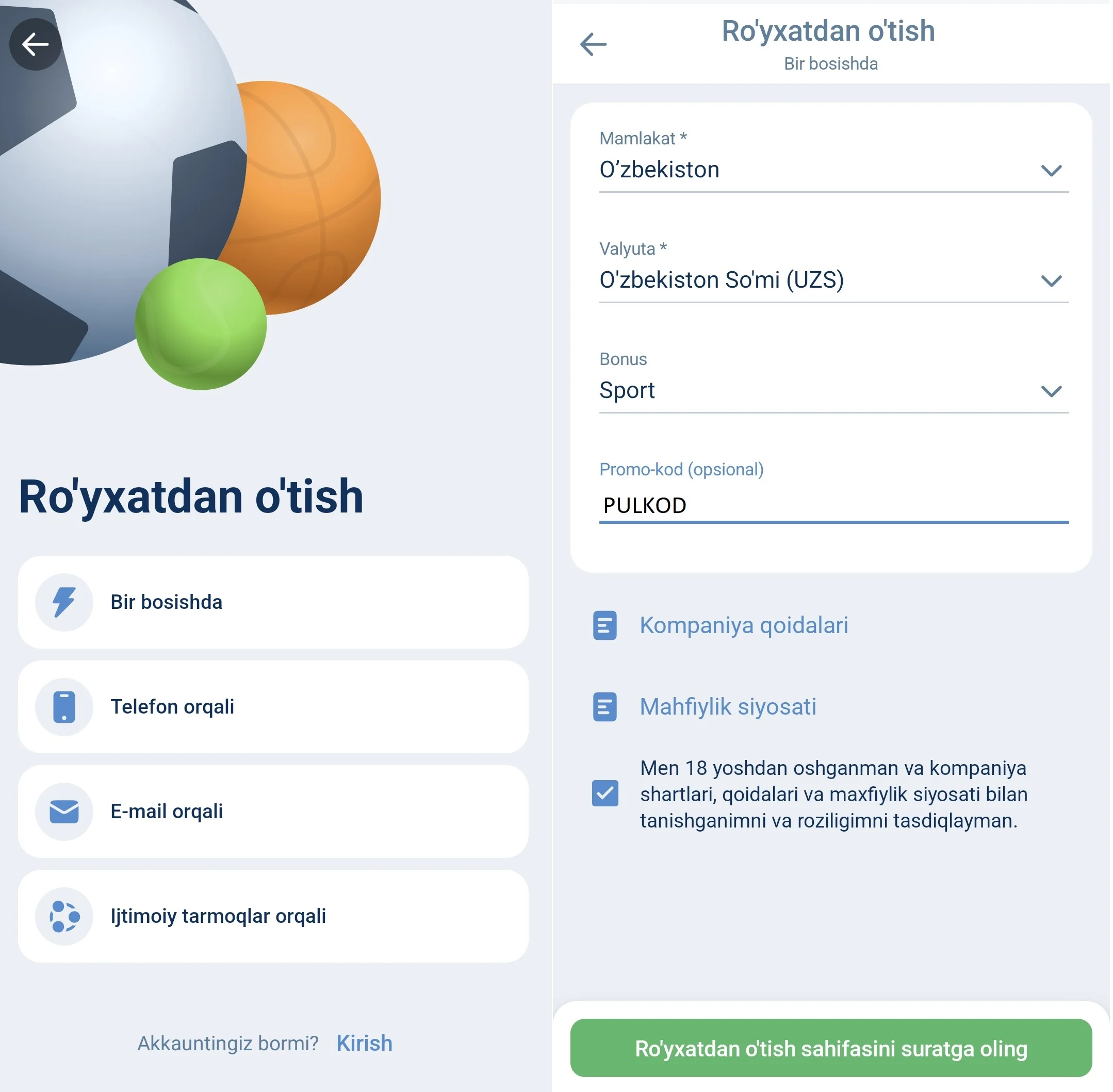 1xbet ro'yxatdan o'tish qullanmasi 1xbetda bir klik registratsiya usuli