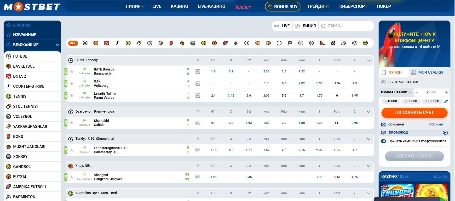 mostbet saytida pul ishlash