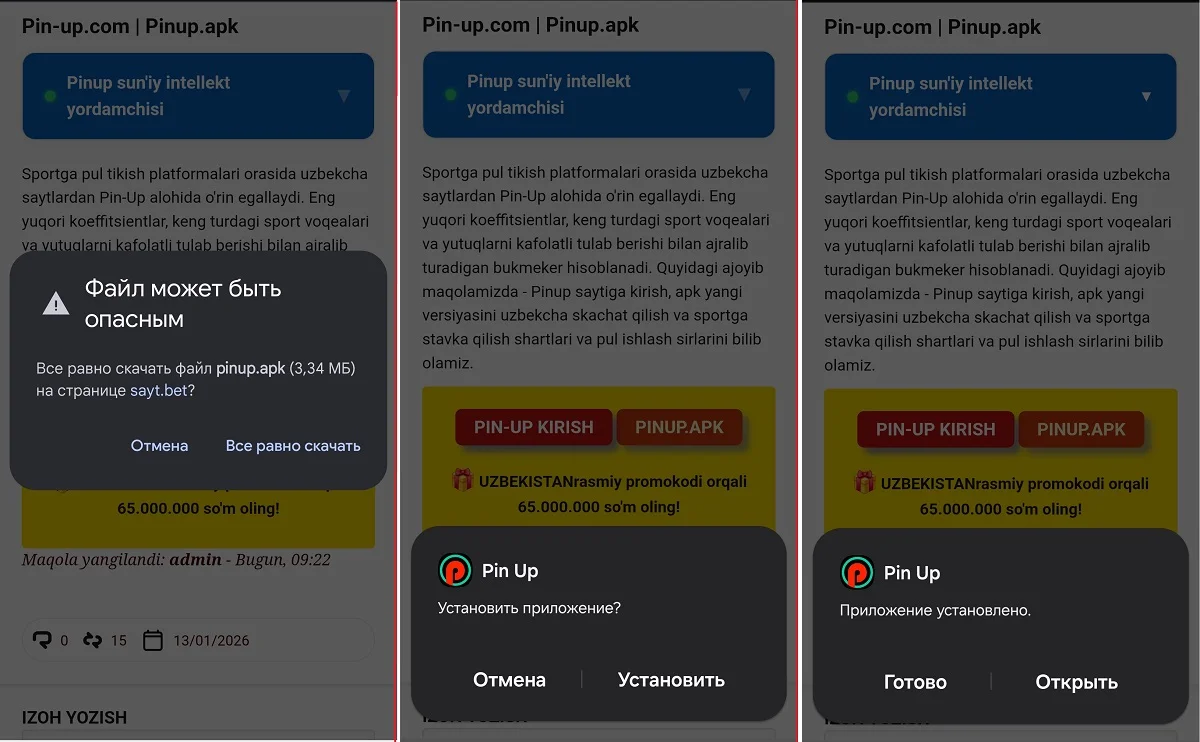 Pinup apk skachat uzbekcha